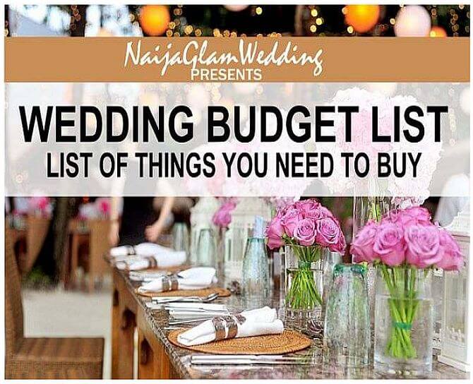 Wedding Budget List of Things to Buy for Your Big Day