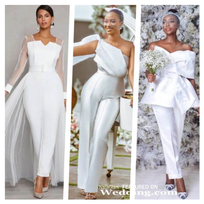 latest wedding jumpsuit nigerian brides