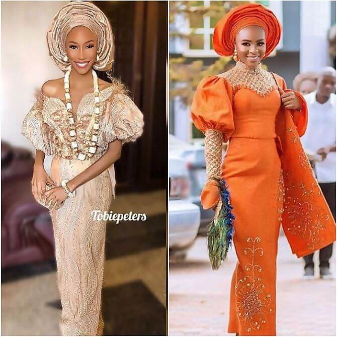 embellished aso-oke with sequins n beads for long gowns