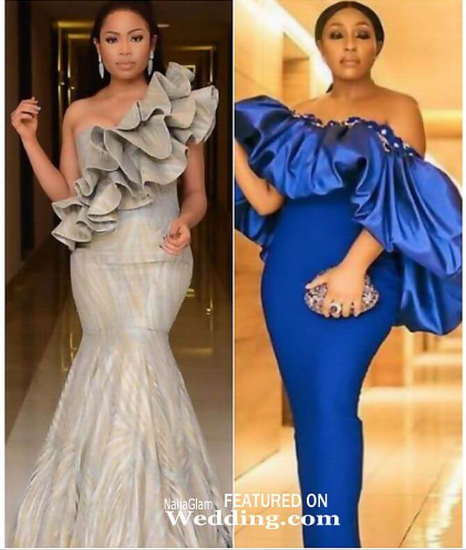 Nigerian long gowns red carpet styles blue gold