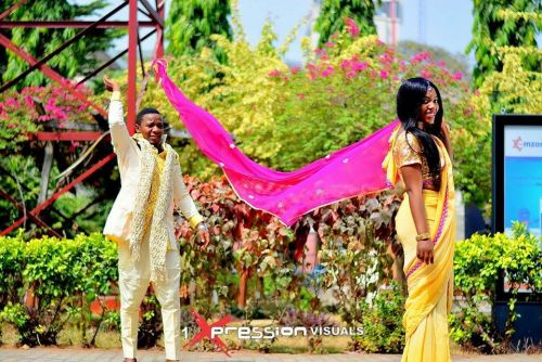 nigerian couple in indian themed engagement photo shoot