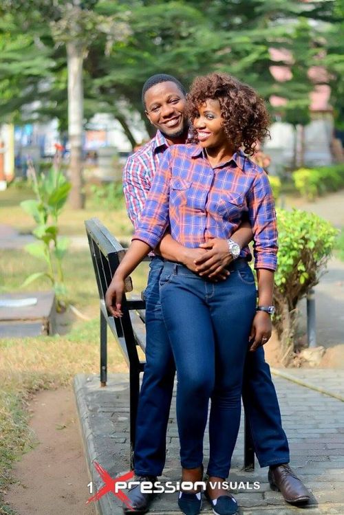 couple in denim jeans themed pre-wedding picture