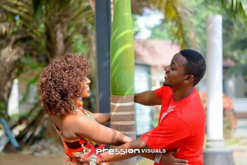 couple in red themed pre-wedding shoot photo