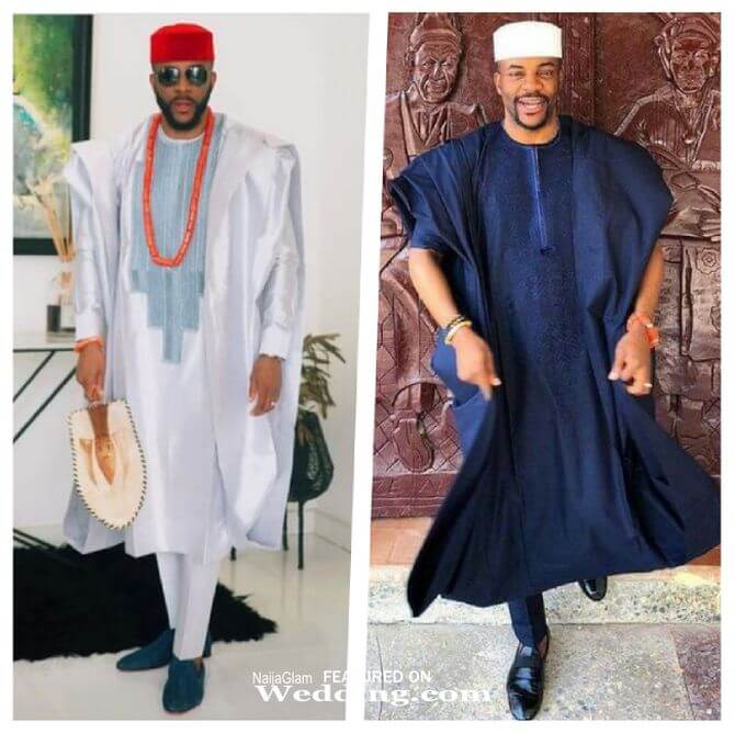 white n navy blue latest agbada styles - ebukas agbada