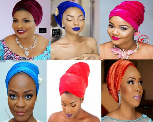 pictures of what Nigerian velvet turbans look on women when tied