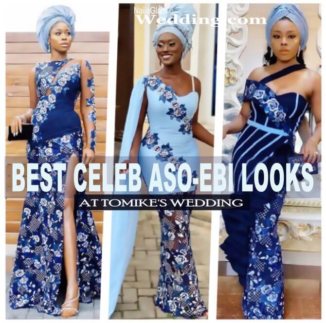 best celebrity aso-ebi navy blue at tomike wedding