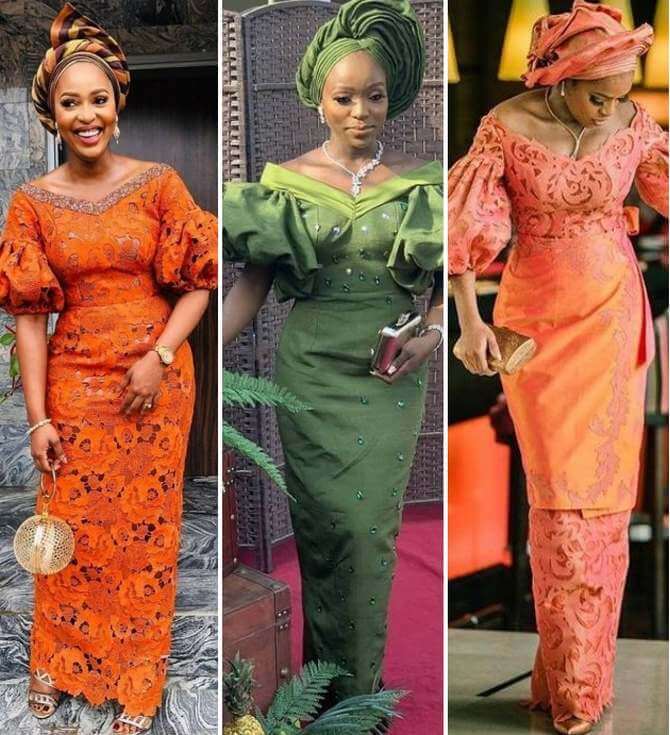 aso-oke puffy bubble sleeves maxi gown for wrapper
