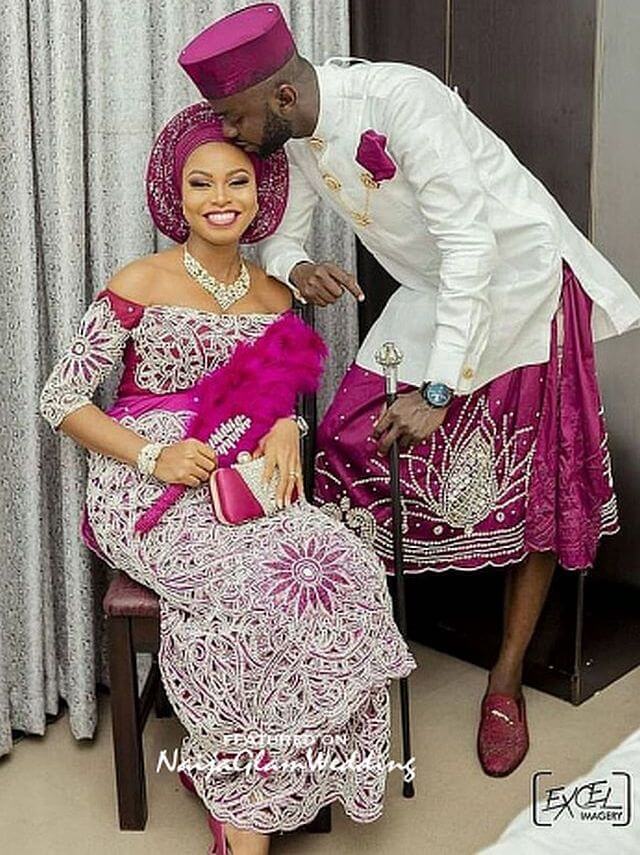 igbo male in george wrapper n bride traditional marriage attire