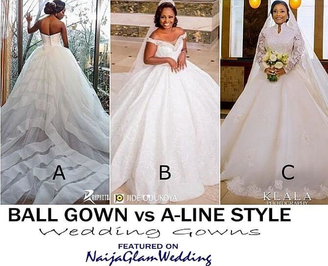 ball gown vs a line wedding gown differences