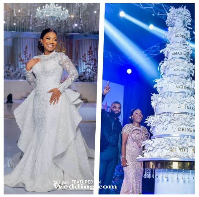 mercy chinwo wedding cake and gown